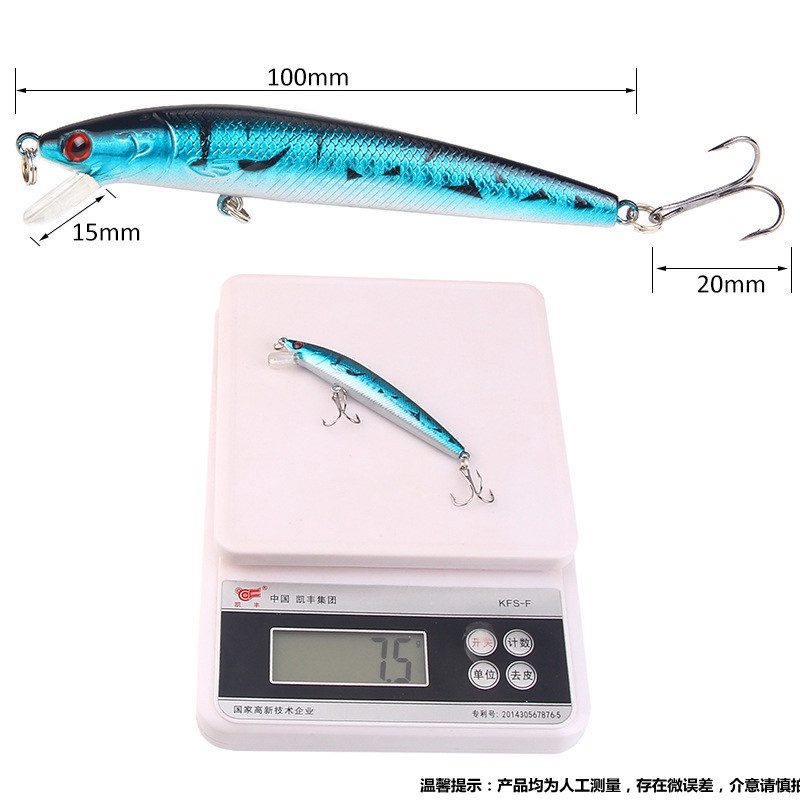 10pcs Umpan Pancing Bentuk Ikan Kecil 10cm 7g Dengan Kail Treble