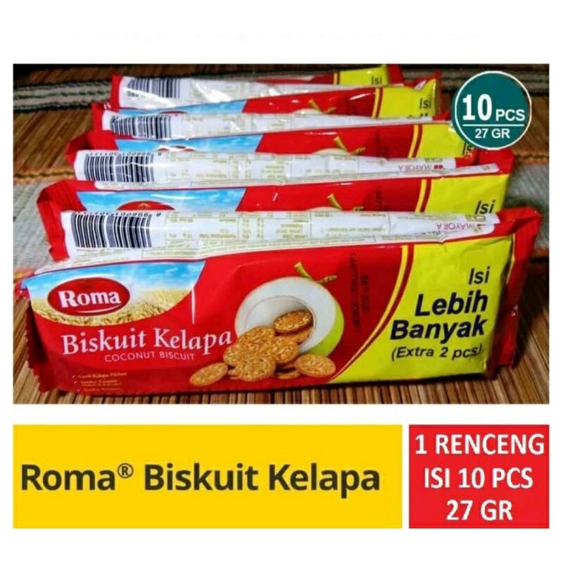 BISKUIT ROMA KELAPA  1 RENCENG ISI 10 Sachet @27gr