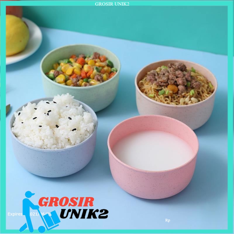 MANGKOK JERAMI Peralatan Makan Mangkuk Kecil Lucu Tahan Panas Wheat Mangkuk Jerami Ringan grosir uni