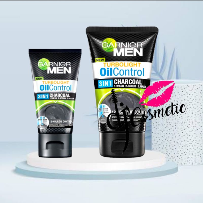 Garnier Men Turbo Light Oil Control 3 in 1 Charcoal Foam 50ml | 100ml | Face Wash