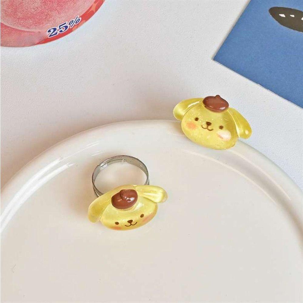 NEEDWAY Needway Wanita Cincin Trendi Adjustable Kuromi Resin Cinnamoroll Pembukaan Cincin Fashion Perhiasan