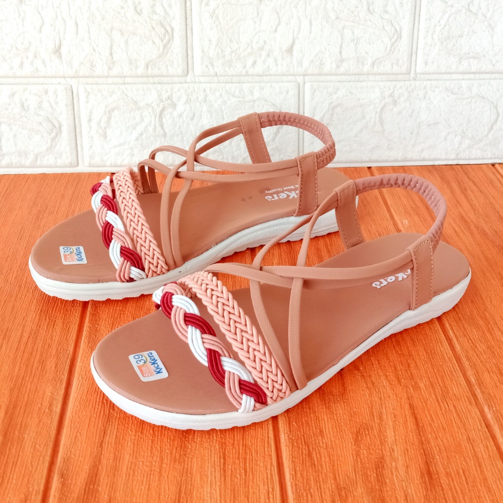 Kickers Let Kelabang 01 Sandal Wanita Size 31-40 Krem