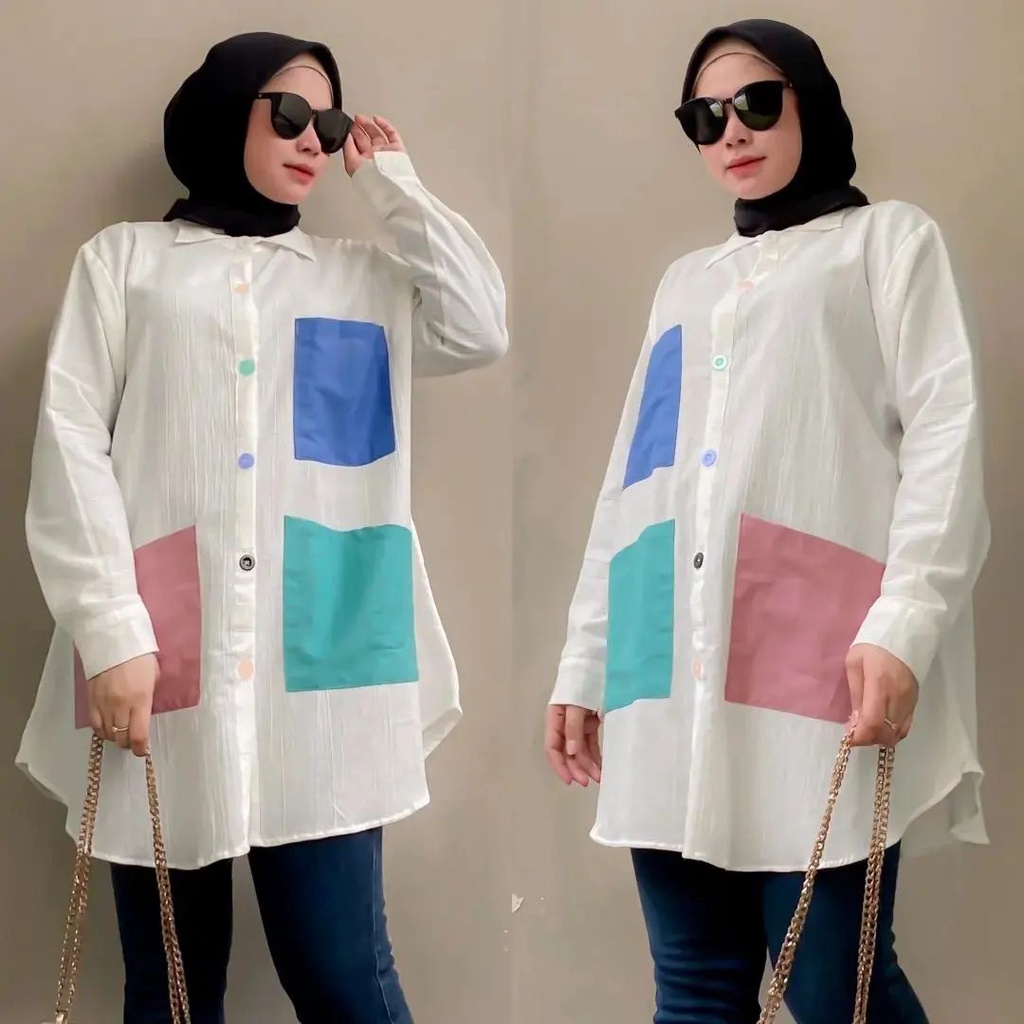 BLOUSE RINDA MC BAHAN CRINKLE AIRFLOW PREMIUM UKURAN M L XL BLOUSE BUSUI WANITA TERBARU KOREAN STYLE ATASAN WANITA LENGAN PANJANG BAJU KEMEJA VIRAL