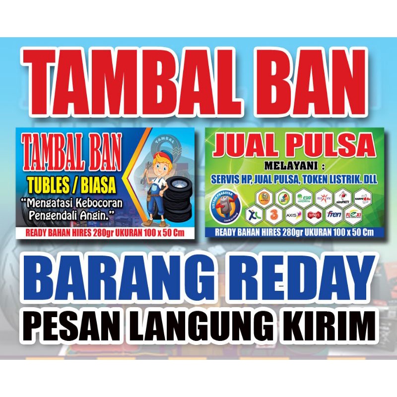 Spanduk Tambal Ban READY|Banner Tambal Ban READY|Spanduk Pulsa|Banner Pulsa|Siap Pasang