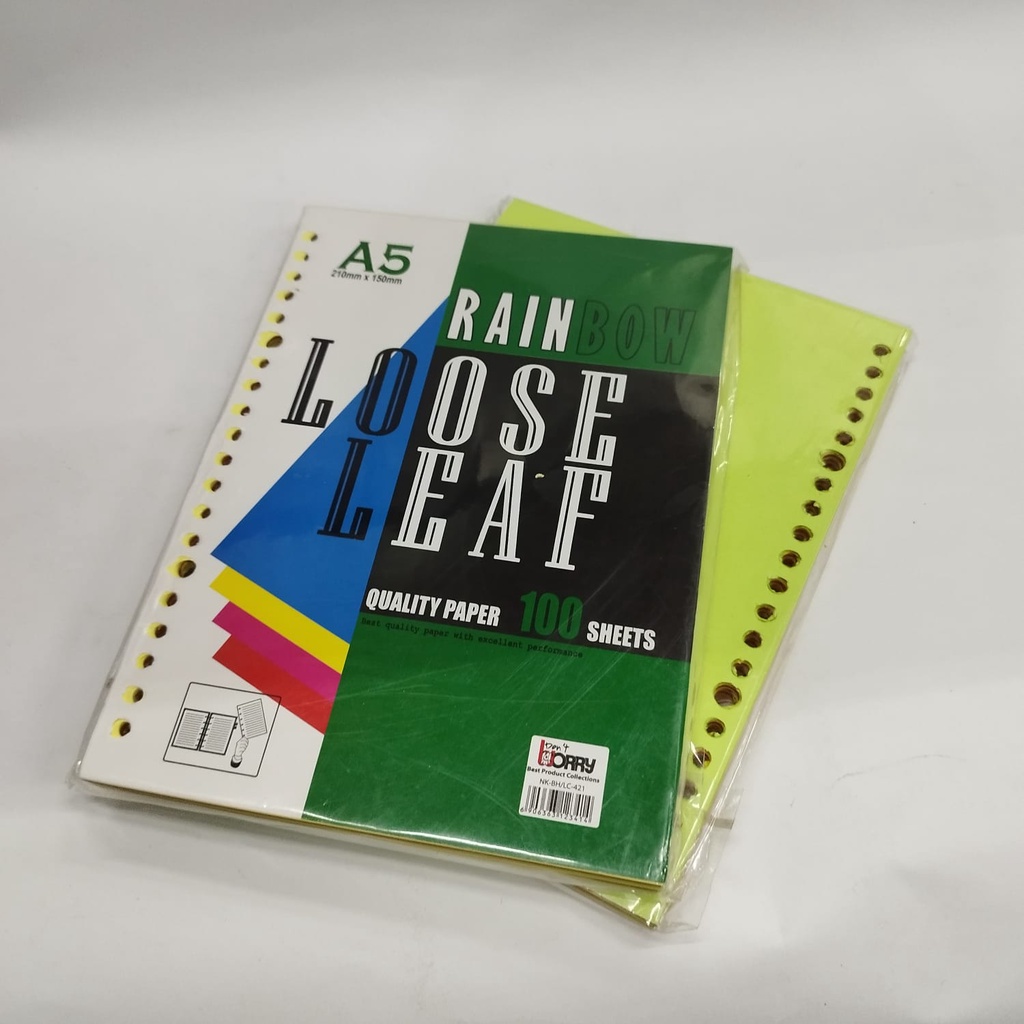 

Loose Leaf Worry Rainbow Polos / Plain Ukuran A5 Isi 100 Lembar