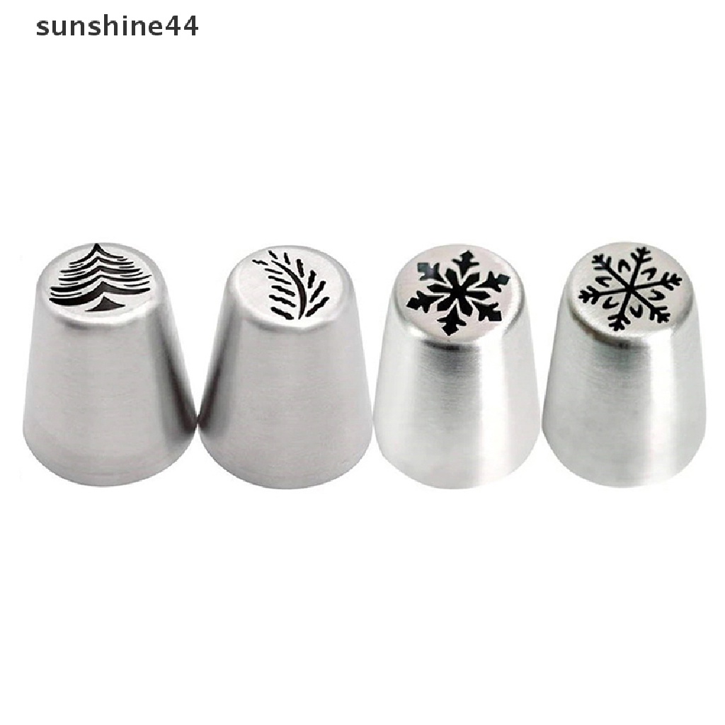 Sunshine 4pcs / set Spuit Piping Krim Kue Bahan Stainless Steel Untuk Dekorasi Natal