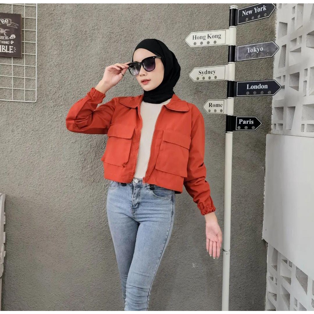 AUREL BIG POCKET CORAL JACKET | JAKET ZIPPER BAHAN KANVAS (MRF)