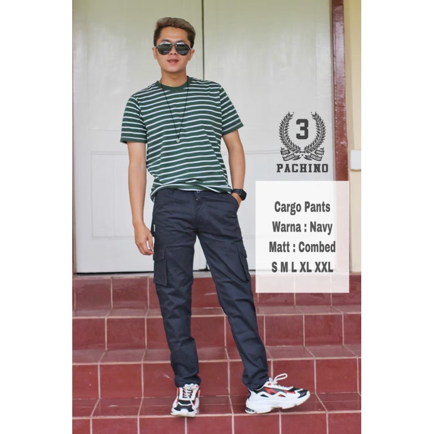 VELUV Celana Cargo Panjang Navy