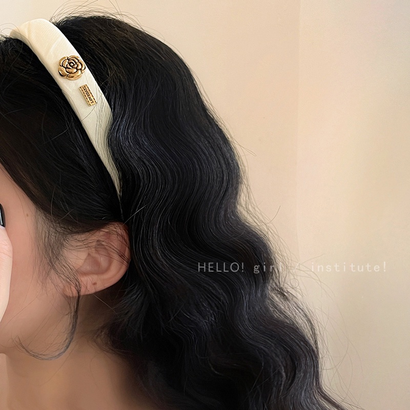 Headbands Camellia Warna Hitam Putih Untuk Aksesoris Rambut Wanita