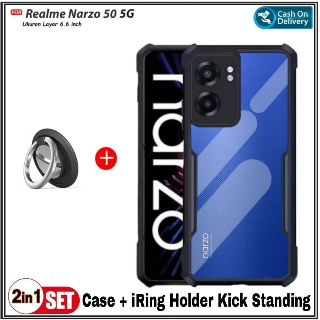 Riyanali_Shop Case Ring Realme Narzo 50i Prime / Narzo 50 5G Soft Hard Fusion Shockprooft