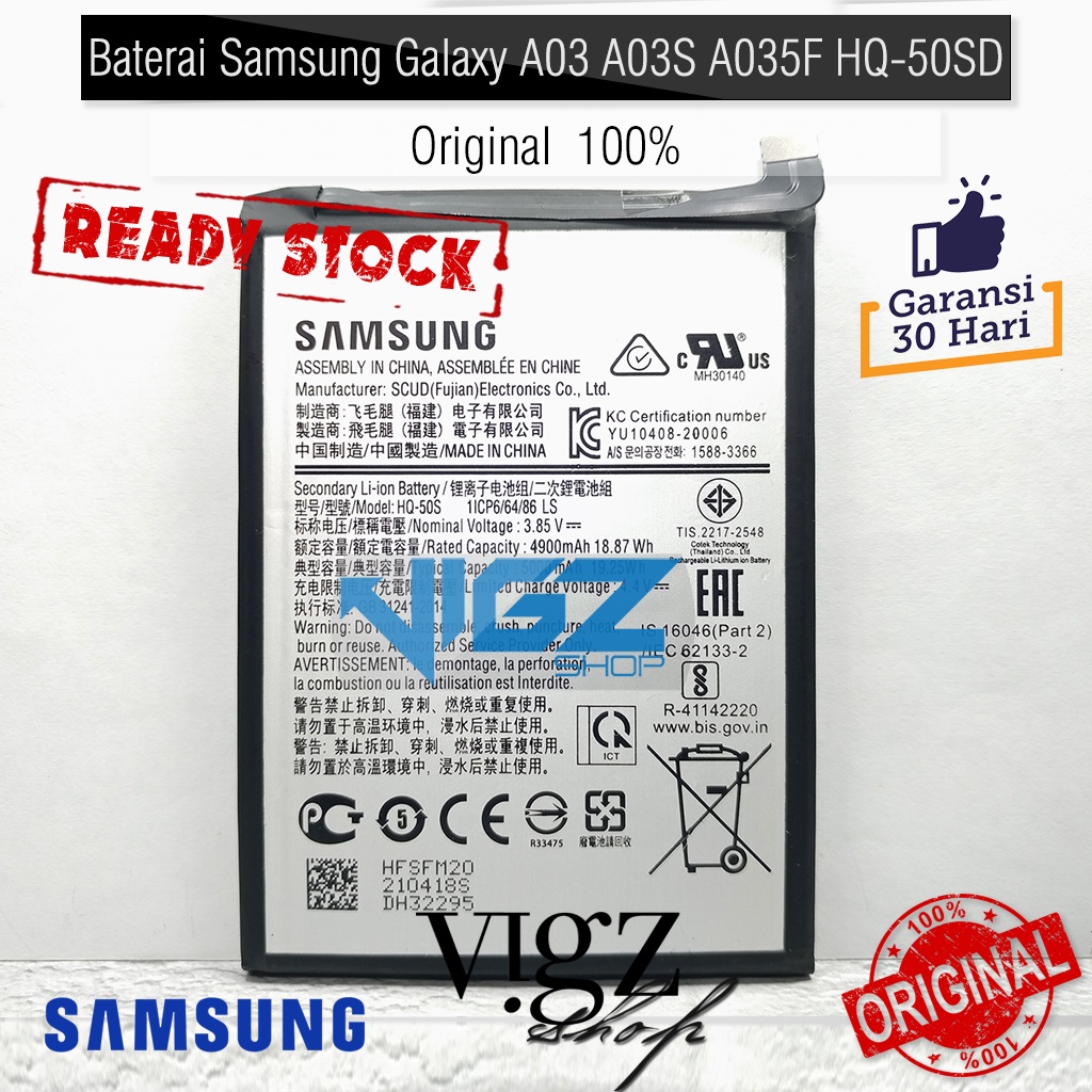 Baterai Samsung Galaxy A03s A03 A02s HQ-50s HQ50s Original 100%