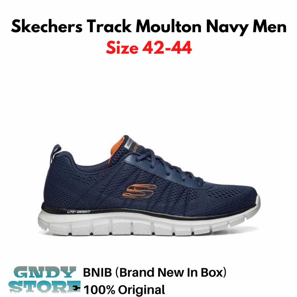50%OFF! Skechers Men's Track Moulton Oxford%ｶﾝﾏ% Navy Orange