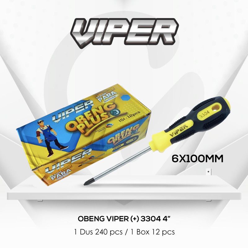 Obeng Plus Gagang Besar Panjang 4&quot; 5&quot; 6&quot; 8&quot; 10&quot; 12&quot; VIPER