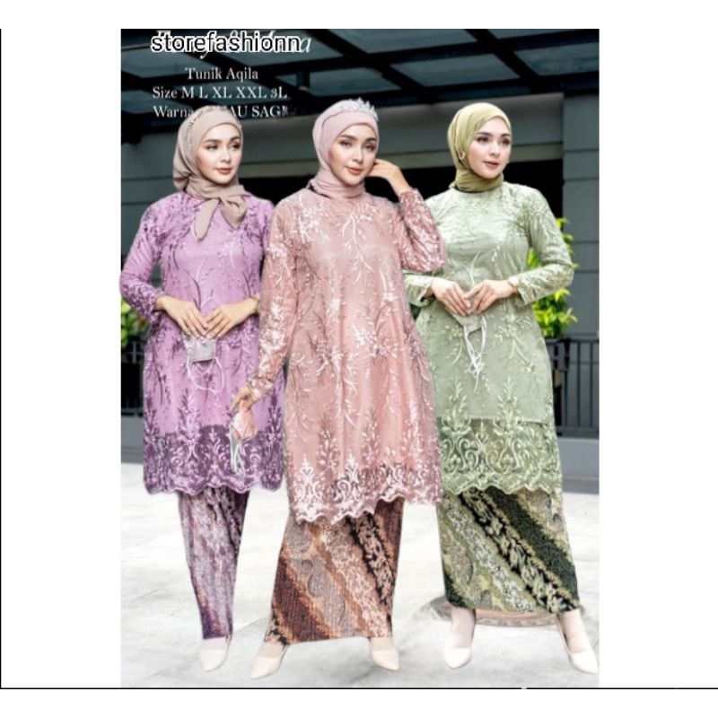 KEBAYA TUNIK AQILA JUMBO TILLE PREMIUM MUTIARA MODERN KEBAYA PESTA KEBAYA KONDANGAN KEBAYA WISUDA KEBAYA TUNIK BRUKAT