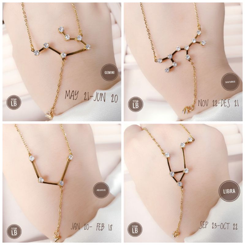 Kalung Zodiak Rantai Dewasa Titanium Mata Mata Cantik Dan Simple Fashion Wanita N09112207