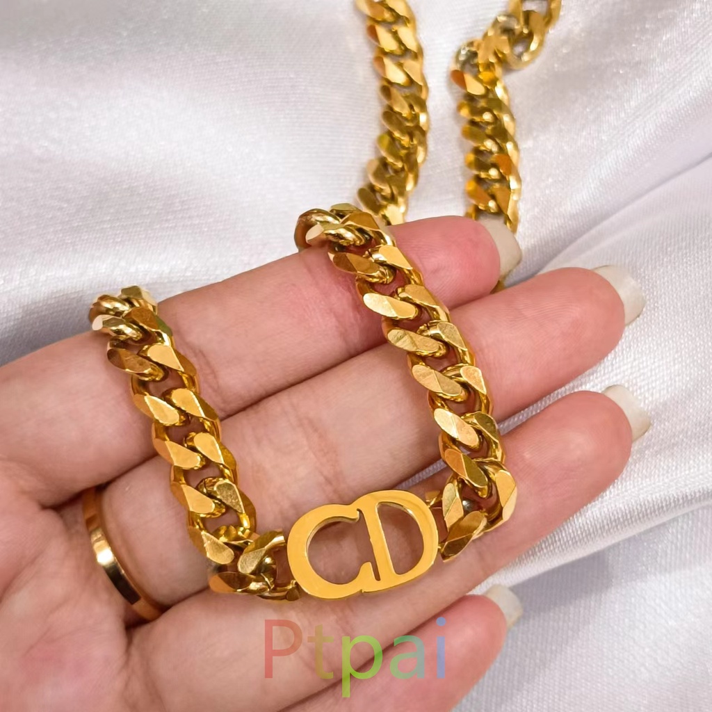 Kalung Titanium Perhiasan Fashion DOLCANNA NECKLACE Rantai Steel Lapis Emas Anti Karat Wanita Ori Korean Style Liontin Retro CD
