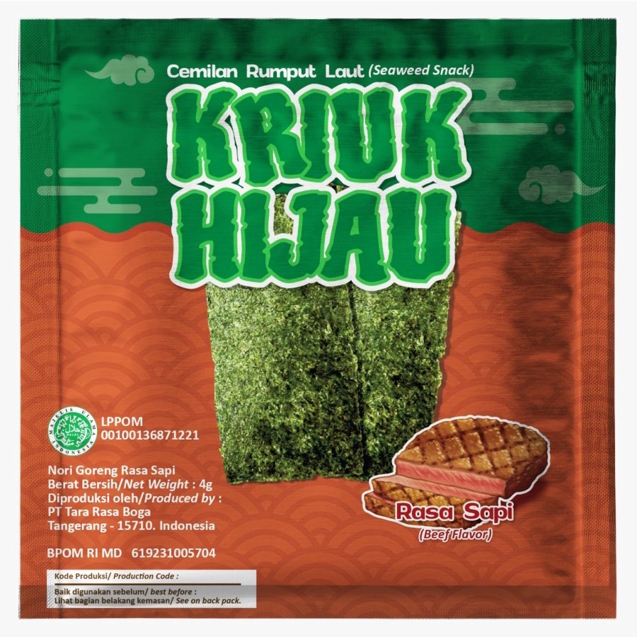 

Rumput Laut Kriuk Hijau 1 Box Isi 12 Sachet