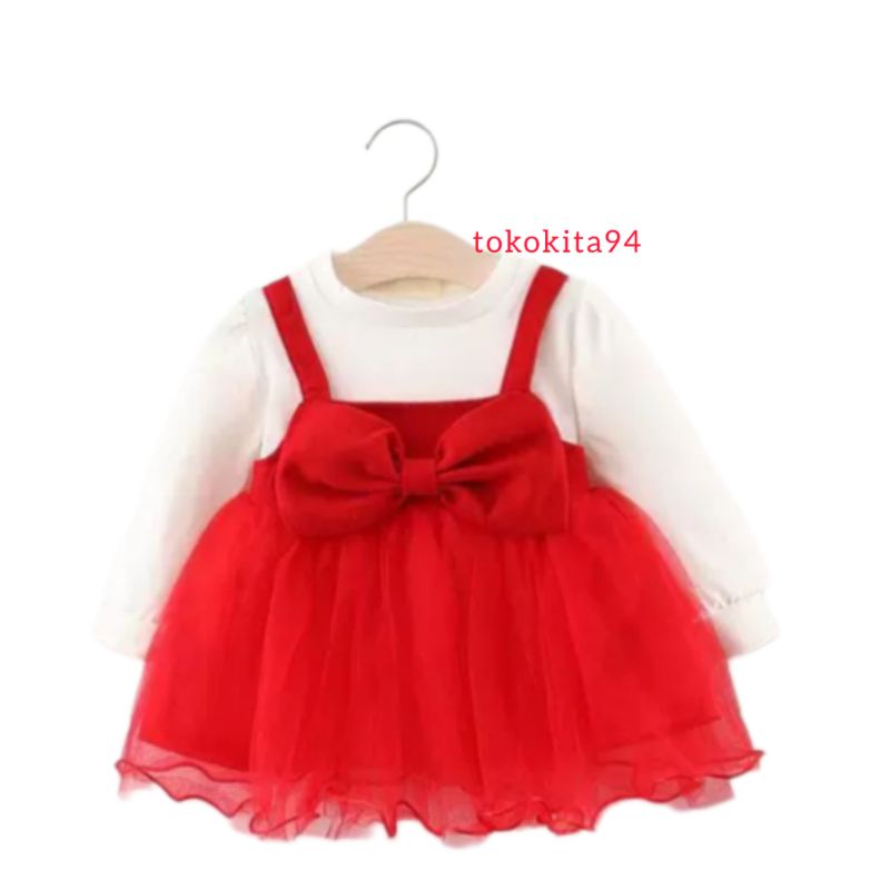 Dress Anak Import Satuan Motif  Pita Lucu - Gaun Baby Korea Cewek 1Pcs - Rok Anak Cewek Import Satu Pcs Lucu