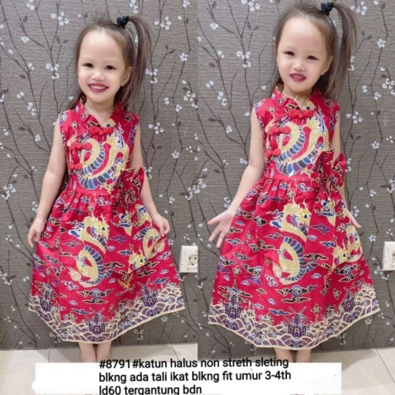 8791 dress batik shanghai anak