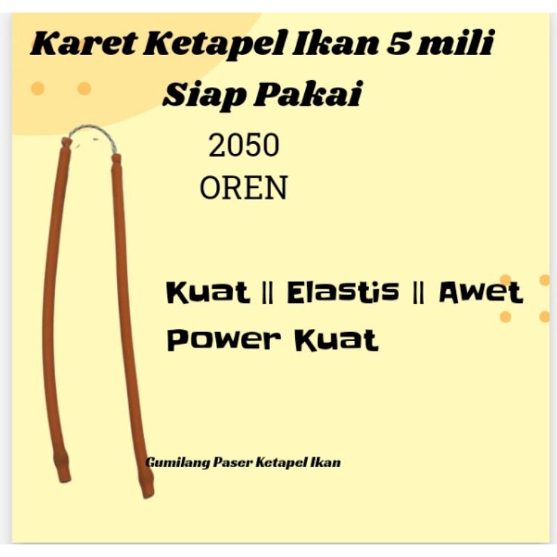 TERMURAH karet ketapel ikan Slingshoot siap pakai oren 2050 5mili