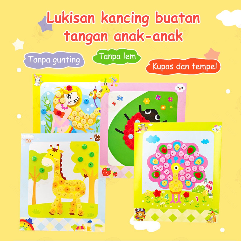 Poney Mainan edukasi anak Lukisan kancing Handmade diy 1pcs