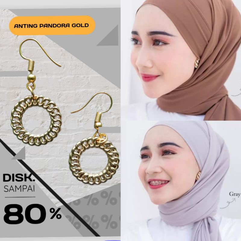 Anting Hijab Pandora Gold