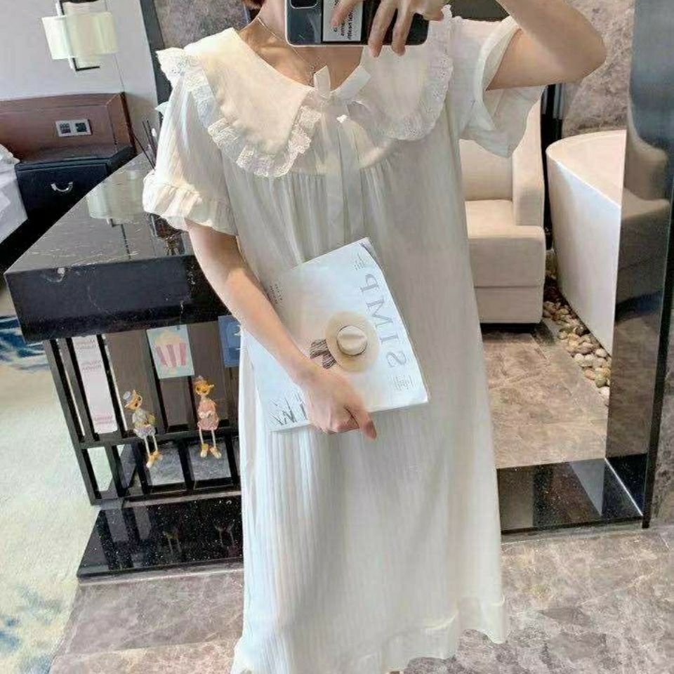 Panjang Manis Ins Gaya Jepang Baju Tidur Wanita Lengan Pendek Baju Tidur Pakaian Rumah Bisa Dipakai