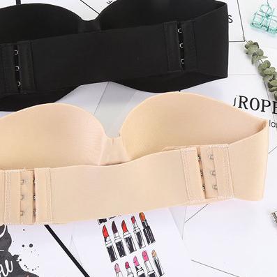 Bra Push Up Double Strapless Seamless Invisible Bra Tali Transparan131 - Hitam, D38