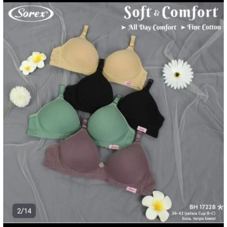 Bra Sorex Soft dan Comfort 17228 Busa tanpa kawat Cup besar