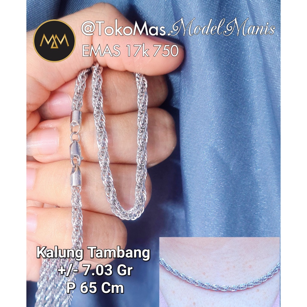 Kalung tambang emas putih 750 kadra 17k