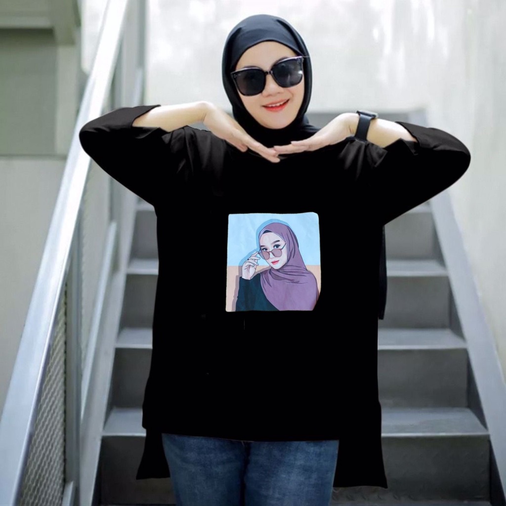 Tunik Kaos Sablon Wanita