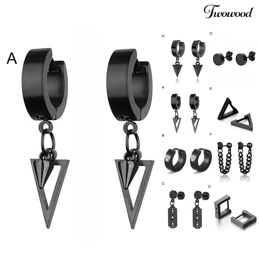 1 Pc Anting Stud Aneka Bentuk Warna Solid Gaya Punk Gothic No Inflammation Untuk Pria