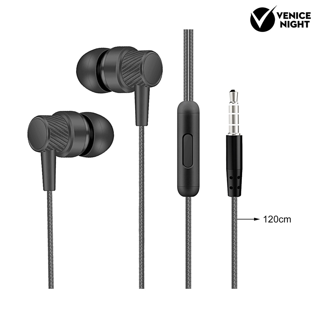 (VNEP) (Berkabel) Earbud Intelligent Noise Reduction Powerful Bass Ergonomic 3.5mm HiFi In-ear Sports Gaming Earbud for Running