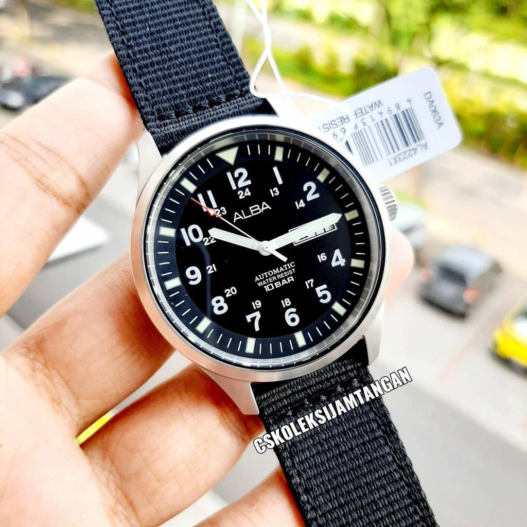 JAM TANGAN PRIA ALBA AL4223X1 AL4223 AUTOMATIC BLACK DIAL ORIGINAL