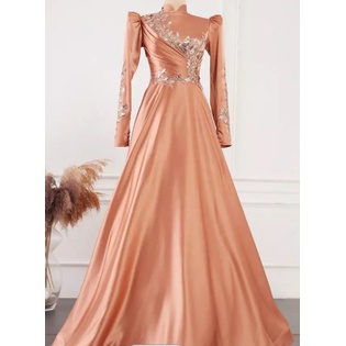 ISLAMIC WEDDINGDRESES ARABIC MUSLIM EVENING GOWN FOR LADIES ROSE GOLD