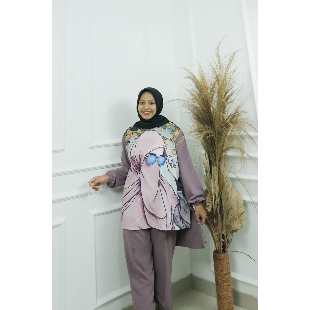 SYAKIRA SET BO BAHAN CRINKLE LD 110 CM - 120 CM UKURAN M L XL XXL SETELAN OUTFIT WANITA KEKINIAN 2022 VIRAL ONE SET WANITA KOREAN STYLE SETELAN JUMBO CRINKLE CELANA DAN ATASAN WANITA SET 2022