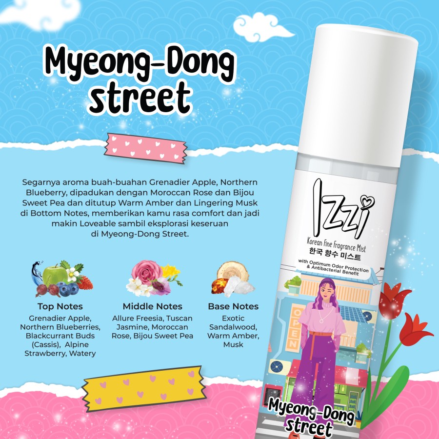 ★ BB ★ IZZI Korean Gel Cologne - Fine Fragrance Mist 100ml | Parfum Wanita - Myeongdong Street - Namsan Tower