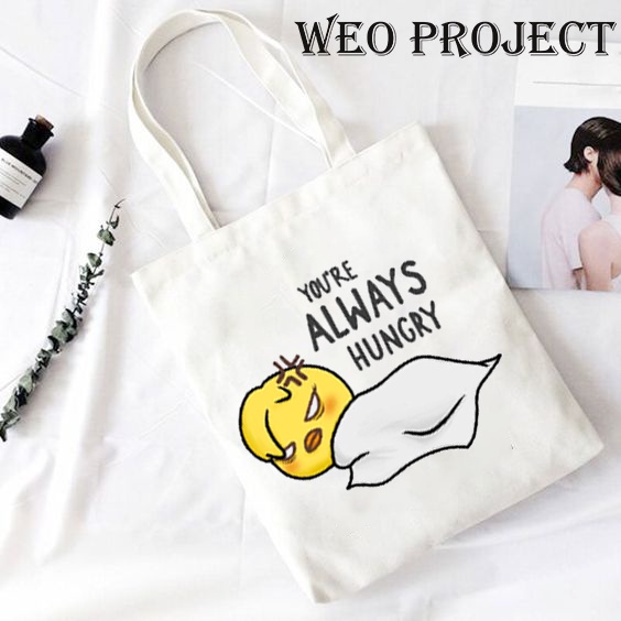 TOTE BAG KANVAS MURAH / TOTE BAG WANITA / TOTE BAG MOTIF HUNGRY