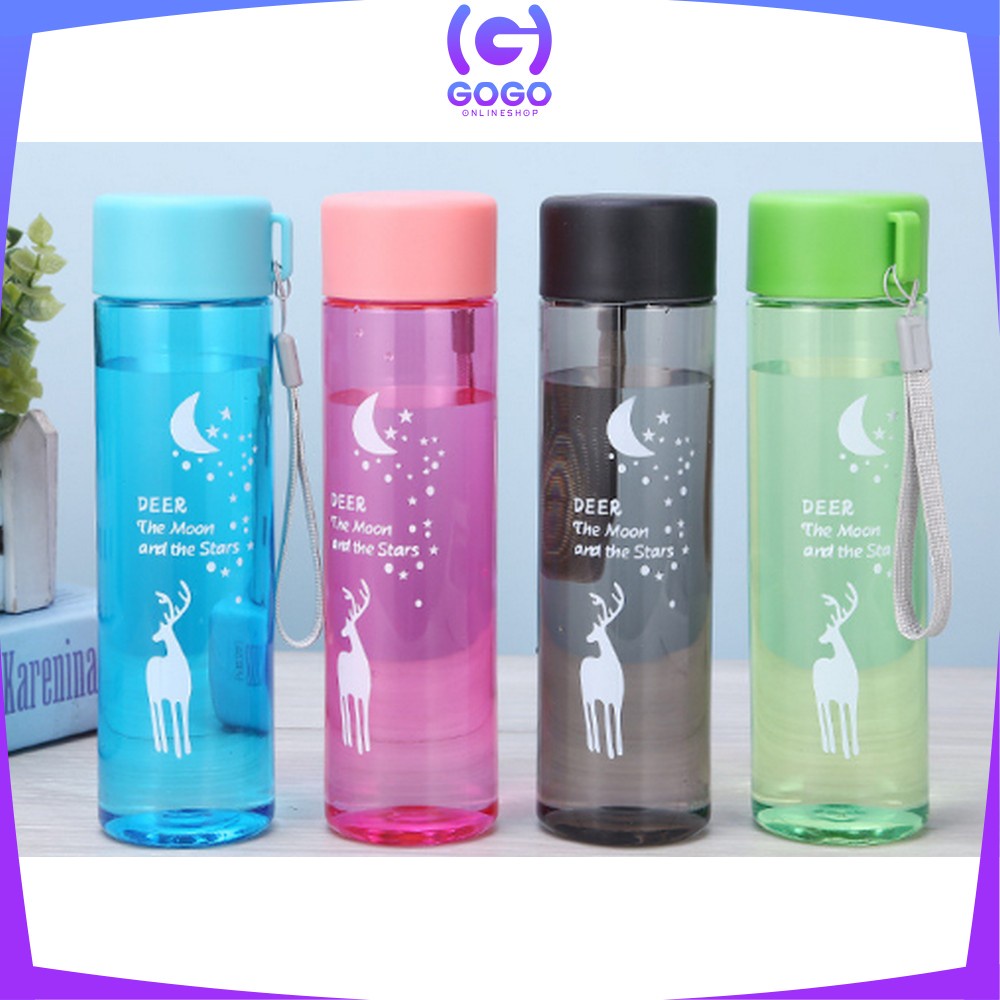 GOGO-C709 Botol Minum Portable 450ML Motif Karater Binatang Rusa / Tumbler Botol Air Minum Sport Travel Anak Sekolah