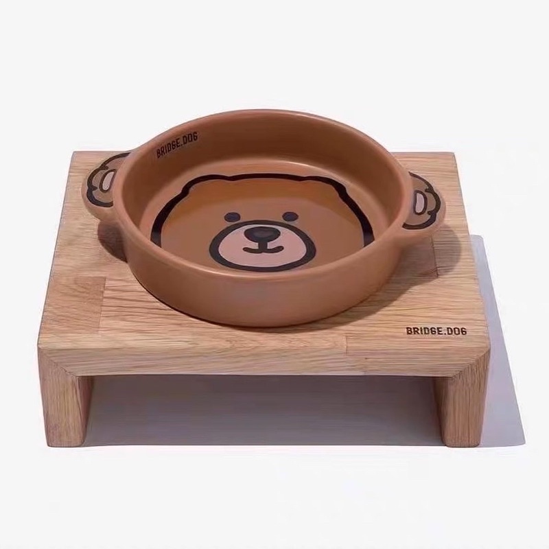 Korea bridge dog magic animal bowl set with wooden table