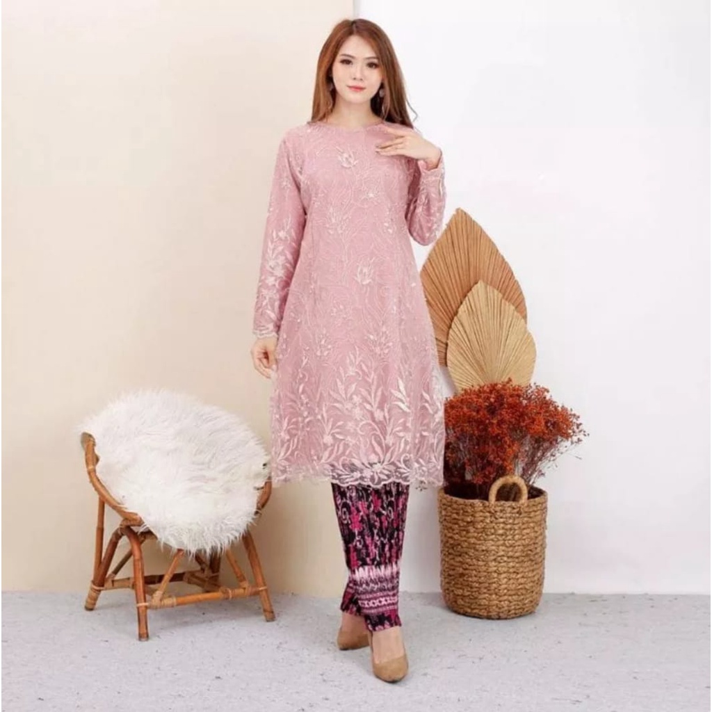 Ready Setelan Tunik Pesta Modern//Kebaya dan Rok Pilisket//Kebaya Pesta//Kebaya Tille//Kebaya Termurah//Kebaya wisuda//Pakaian wanita//kebaya