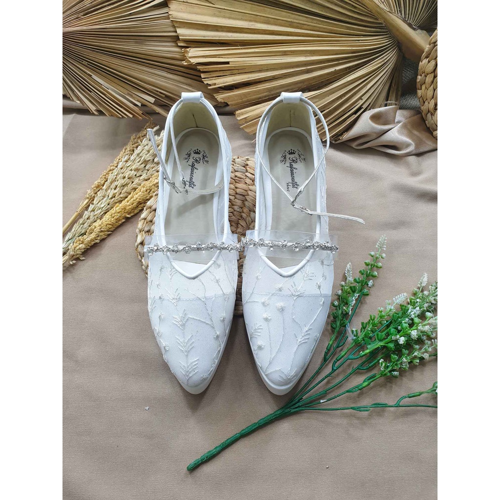 sepatu wedges wedding rafaizoutfit  putih 5cm