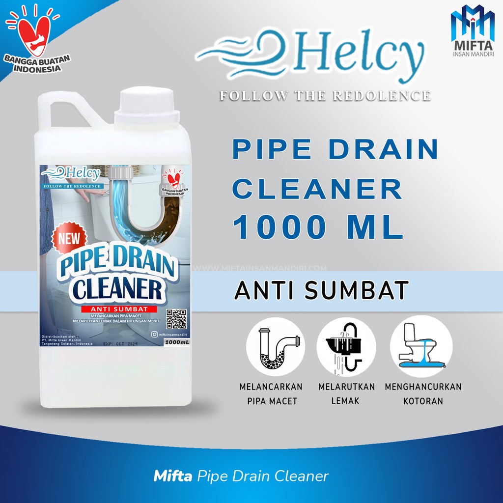 CAIRAN PEMBERSIH SALURAN PIPA / HELCY DRAIN CLEANER KEMASAN 1 LITER