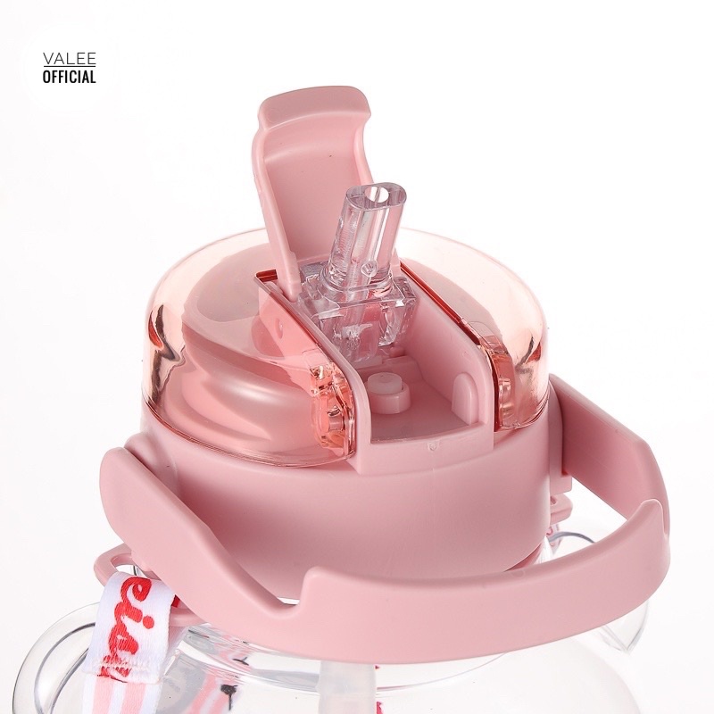 BOTOL PLASTIK KEPALA BERUANG TRANSPARANT LUCU GEMOY 2 CARA MINUM + TALI DAN STIKER 2D 1100 ML