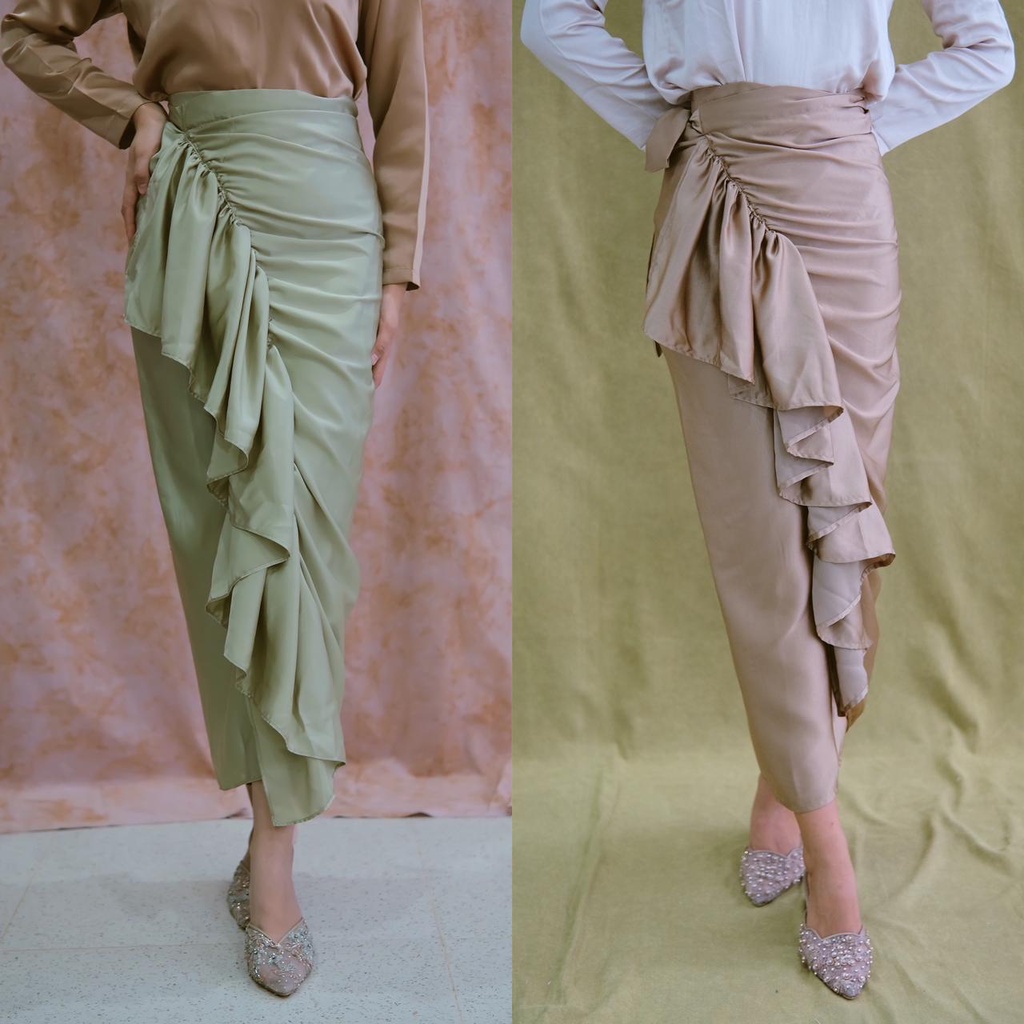 JALEELA - MAURA SKIRT - ( RUCHED SKIRT/ROK LILIT / WRAP SKIRT / ROK SATIN )