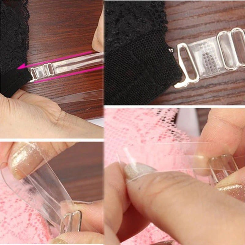 Tali BH Bra Clear Transparan Transparent SIlikon SIlicone Bening Invisible Stretch Bra Strap Non Slip Adjustable