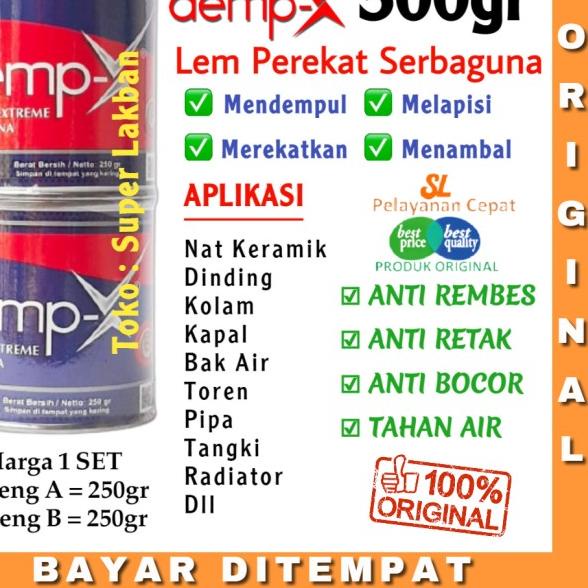 

Lem Epoxy Anti Bocor DEMP-X 500g Merekat Dalam Air Kolam Ikan - Renang - 500gram Cream