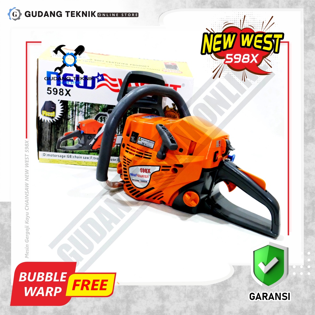 Mesin Chainsaw Gergaji Kayu NEW WEST 588X/598X 20&quot; 22&quot; Bar Laser Tip Dan Gigi - NEW WEST 588/598 20 22 Inch Bar Laser Dan Gigi