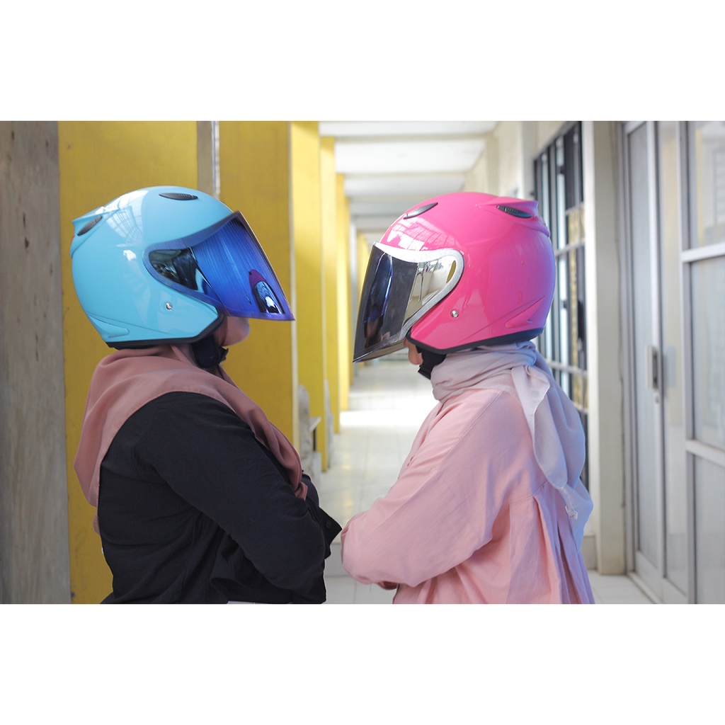 Helm Half Face INK CENTRO KW Kaca Venom Flat Blue Untuk Pria Dan Wanita COD