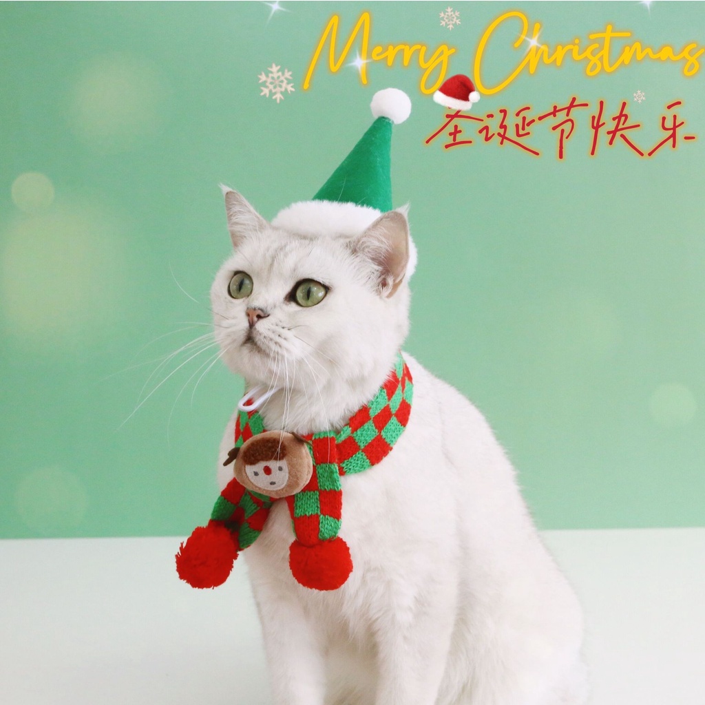 Syal Rajut Hangat Desain snowflake Santa Claus Natal Untuk Anjing / Kucing Peliharaan